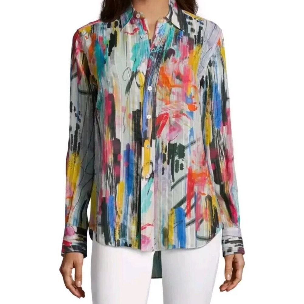Robert Graham Carrie‎ Painterly Colorful Shirt Women XS